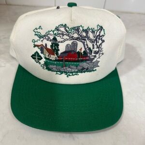 Green and White Embroidered Farm  Men's Hat